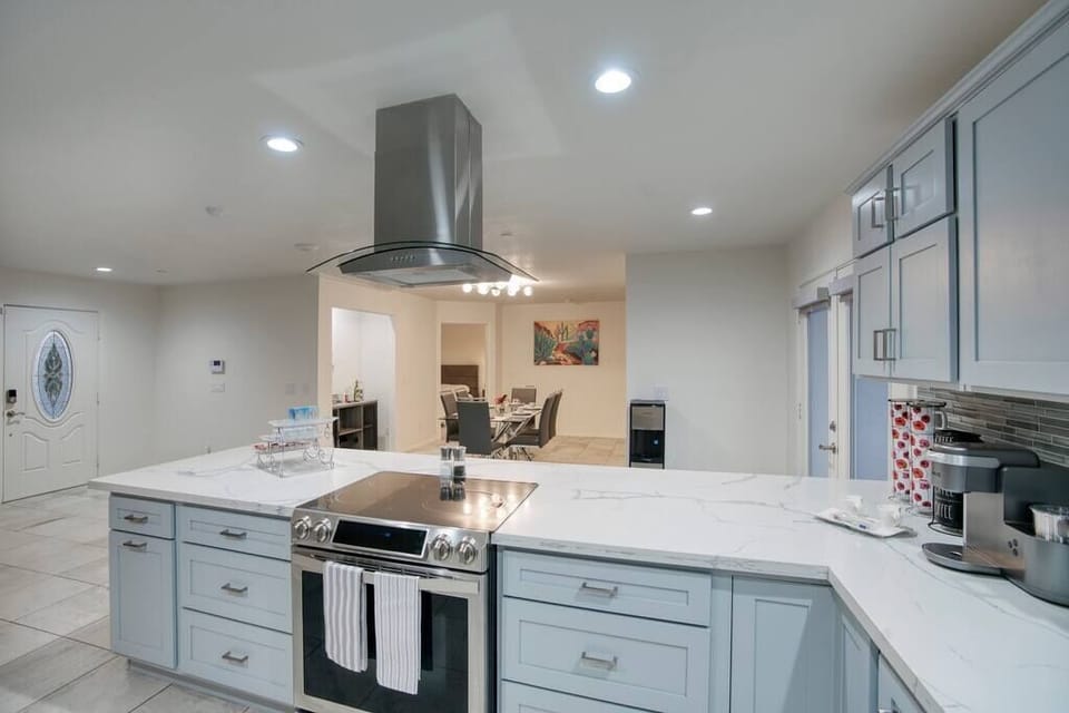 Large kitchen island with counter seating