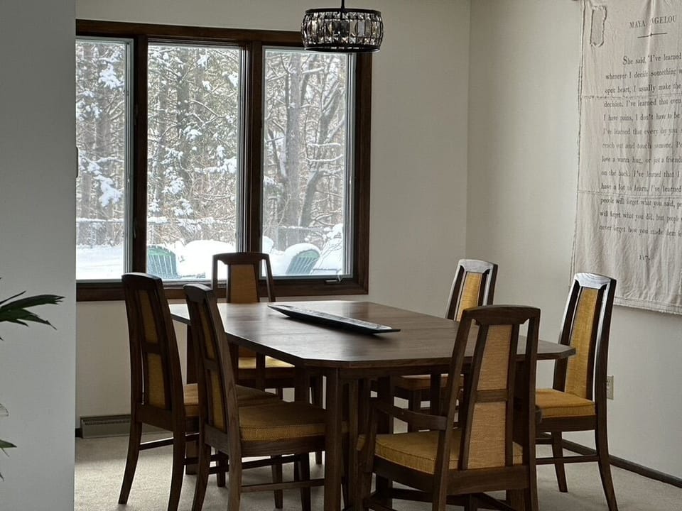 The dining room with the coolest MCM table and chairs.