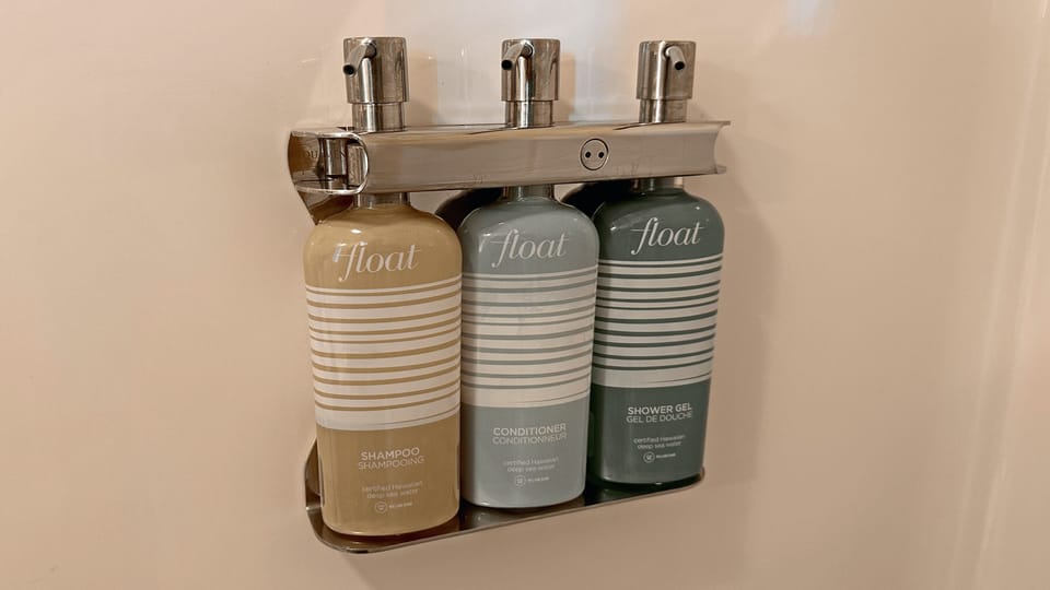 Free toiletries, hair dryer, towels, soap