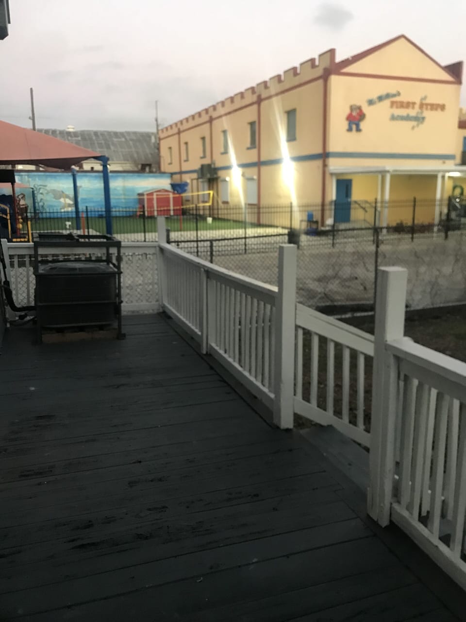 Back porch facing McMillian school. 