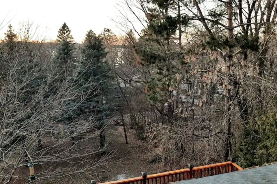 Balcony view west-White Bear Lake visible after leaves have fallen