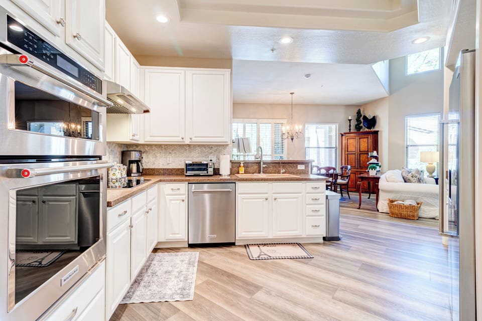 This is a VERY well equipped kitchen to cook, entertain guests and enjoy meals.