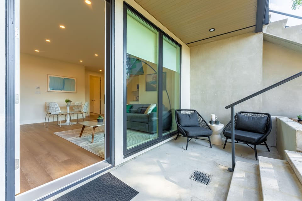 Large windows let in natural light