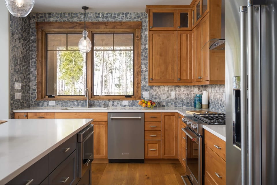 Modern kitchen with stainless steel appliances