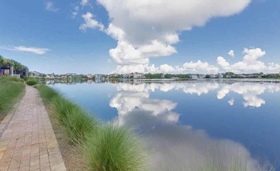 Beautiful walking path on the lake