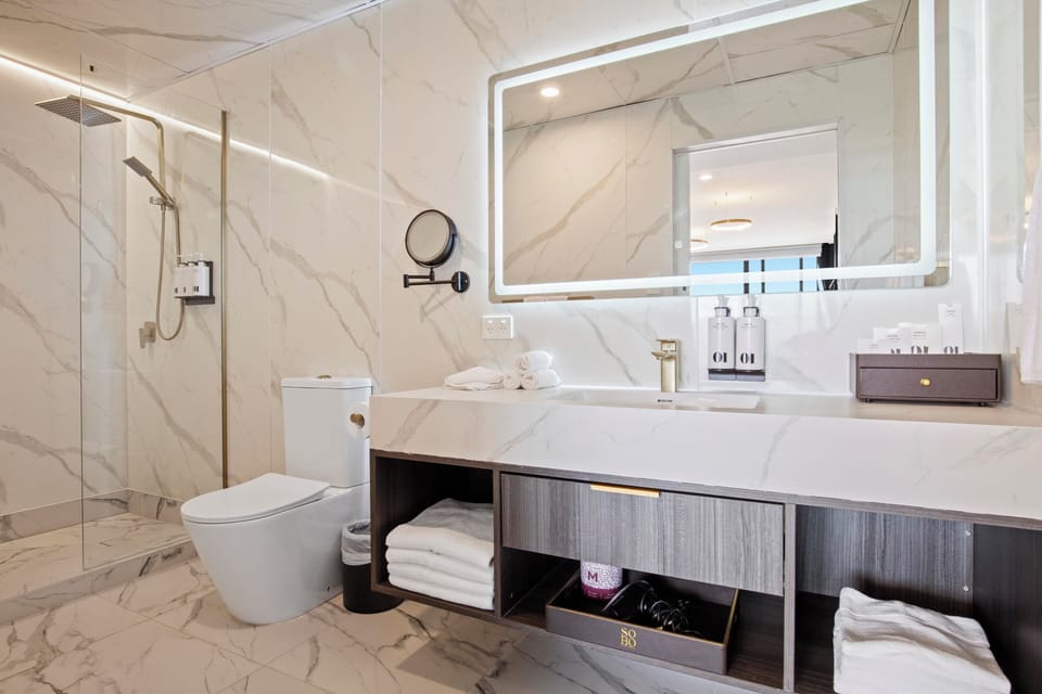 Free toiletries, hair dryer, bathrobes, slippers