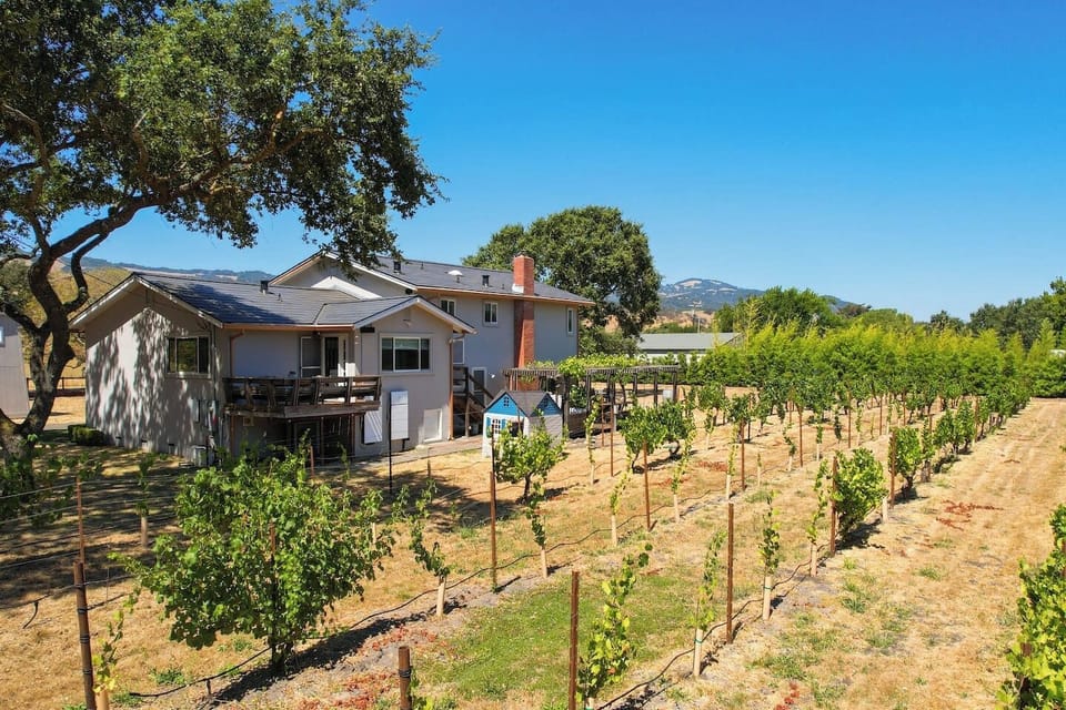 Experience the charm of Sonoma County living right next to a picturesque vineyard.