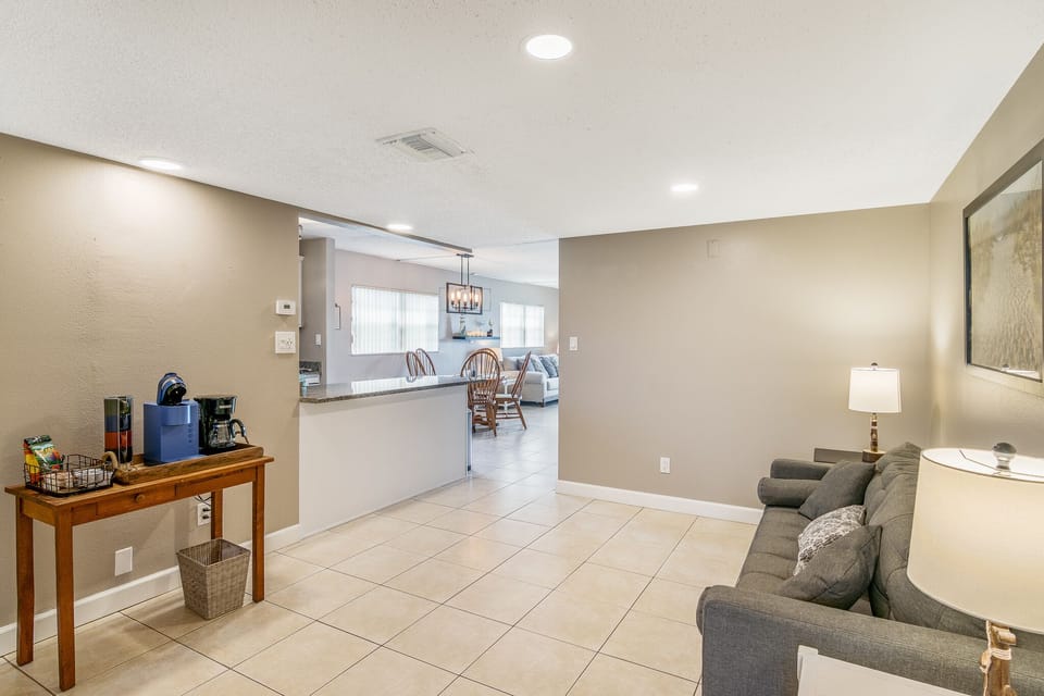 Coffee bar and open concept from front to back