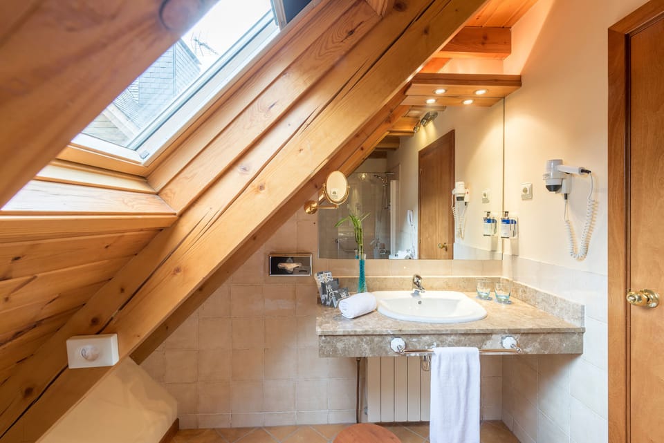 Bathtub, hair dryer, bidet, towels