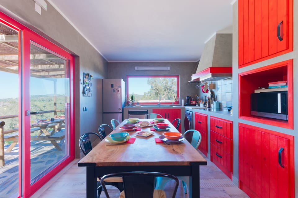 Beautiful and colorful dining area with lots of natural light 