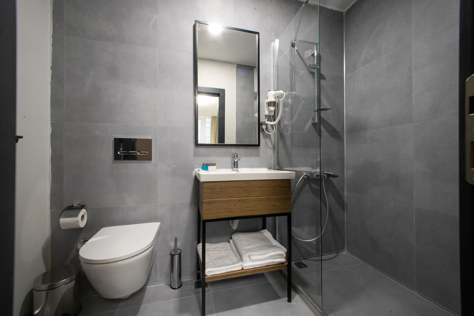 Standard Double Room | Bathroom | Hair dryer, slippers, towels, soap