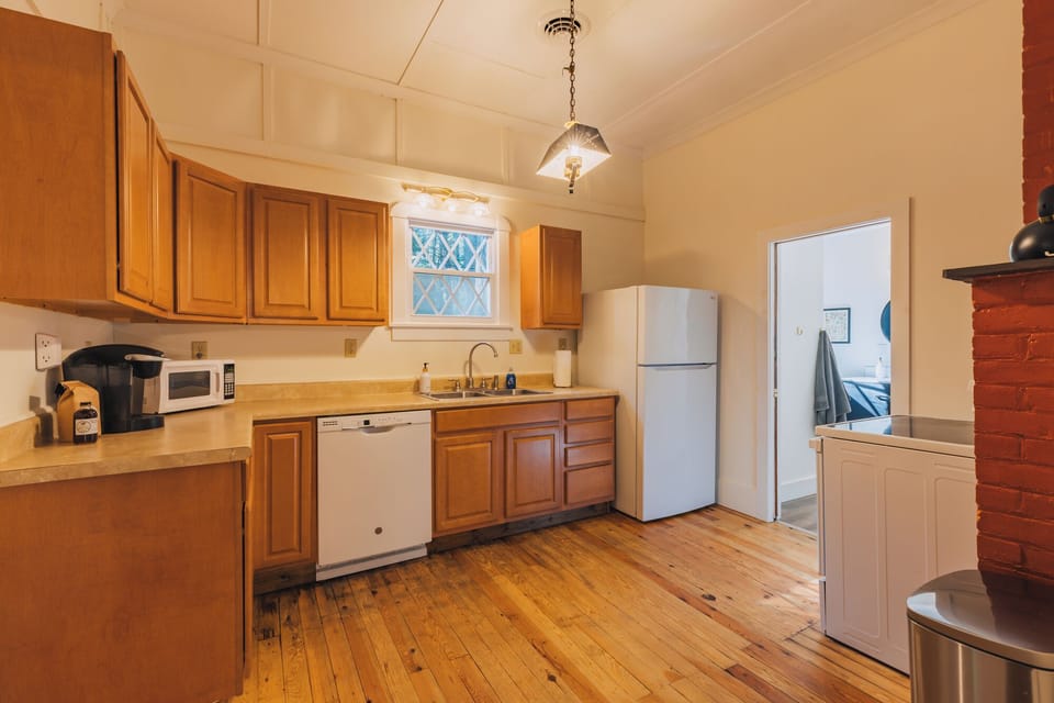 The kitchen is large with plenty of space to move around