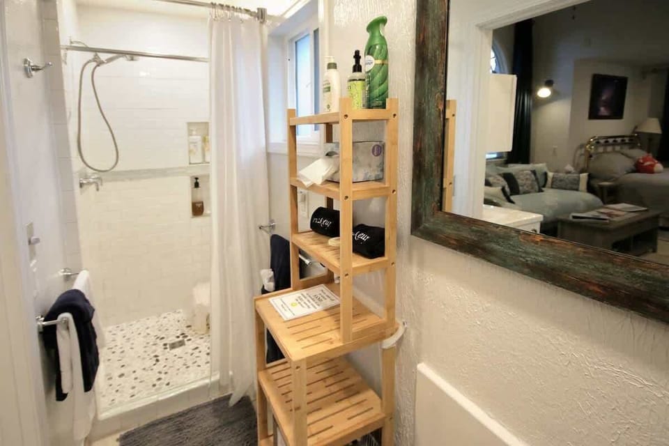 Your private bathroom is kept sparkling clean & has loads of towels.