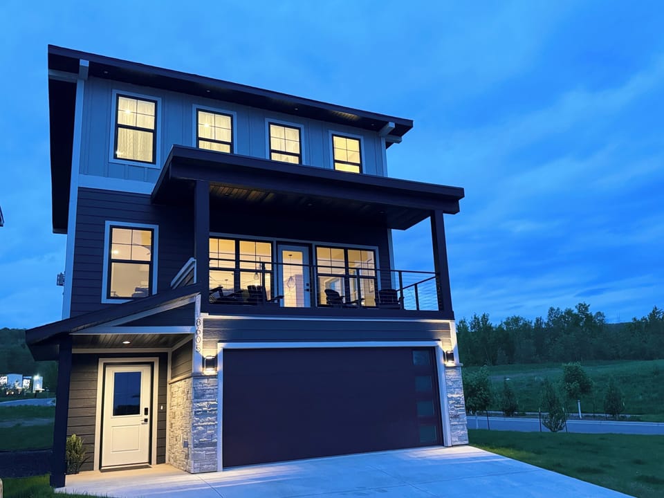 Front of house with heated garage