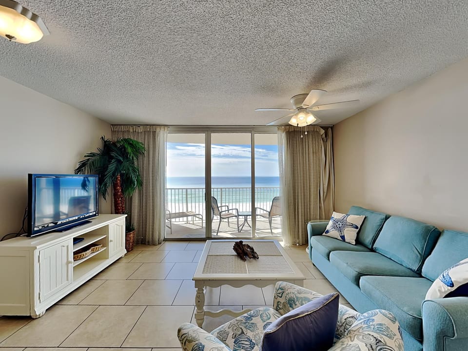 Living Room with Gulf Front Balcony Access