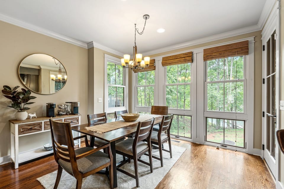 Dining room table with view of the lake