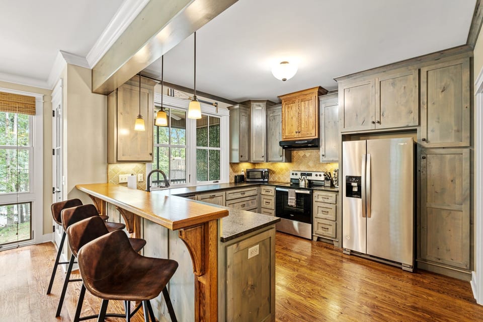 Bar seating in the kitchen