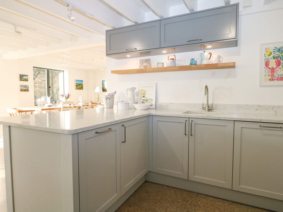 Fridge, dishwasher, electric kettle, toaster