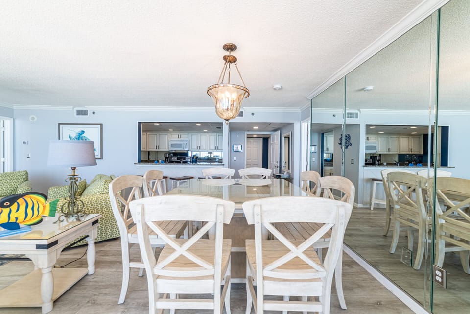 Play a card game at the dining room table