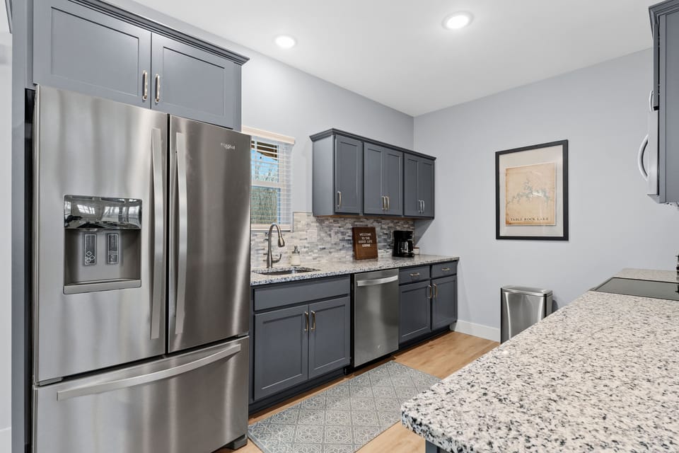 The kitchen is stocked for all your cooking needs. 