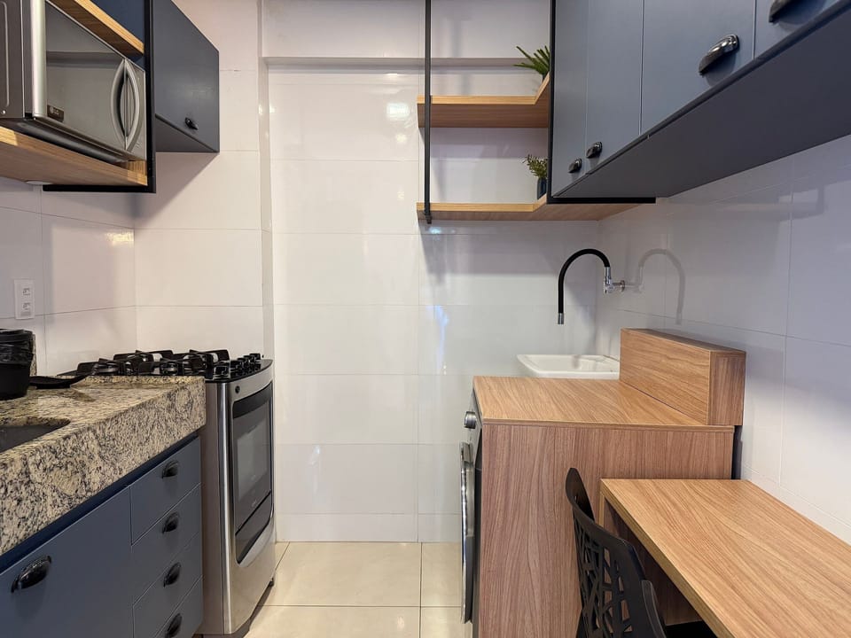 Apartment | Private kitchen | Full-size fridge, microwave, oven, stovetop