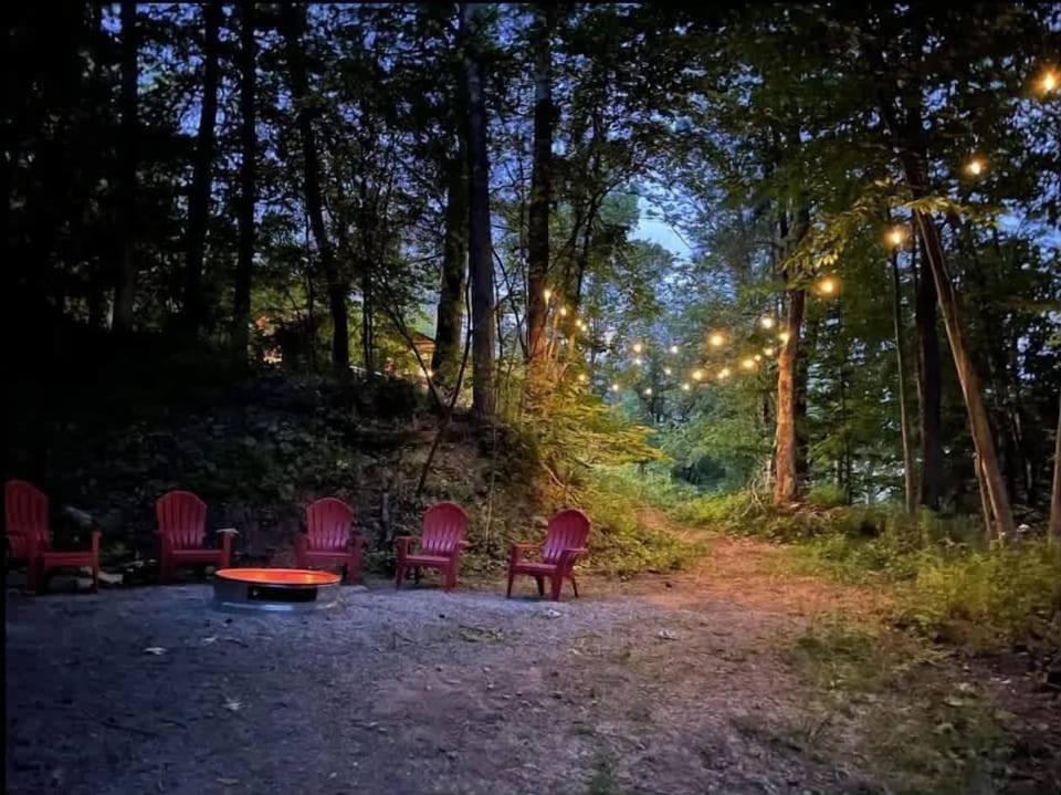 Fire pit with Beautiful view of Tunkhannock Creek. 
