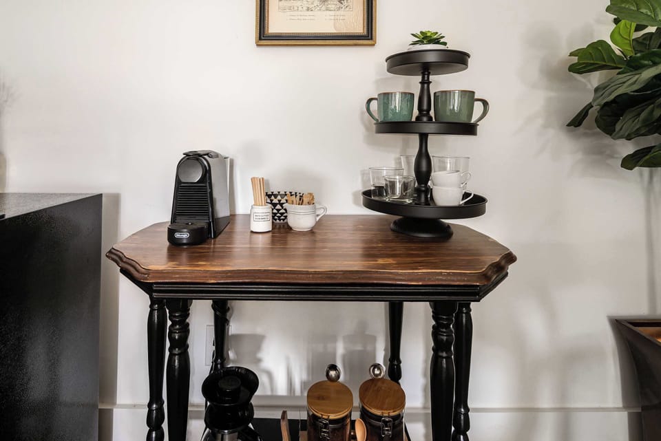Morning coffee station perfect before exploring Main Street