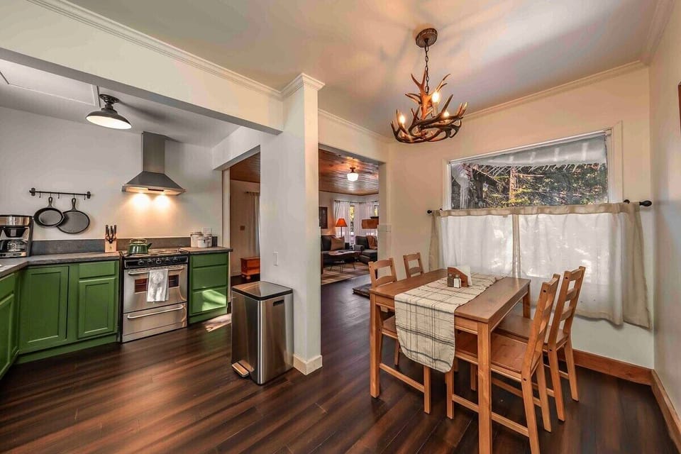 The kitchen is open to the dining and living room area.