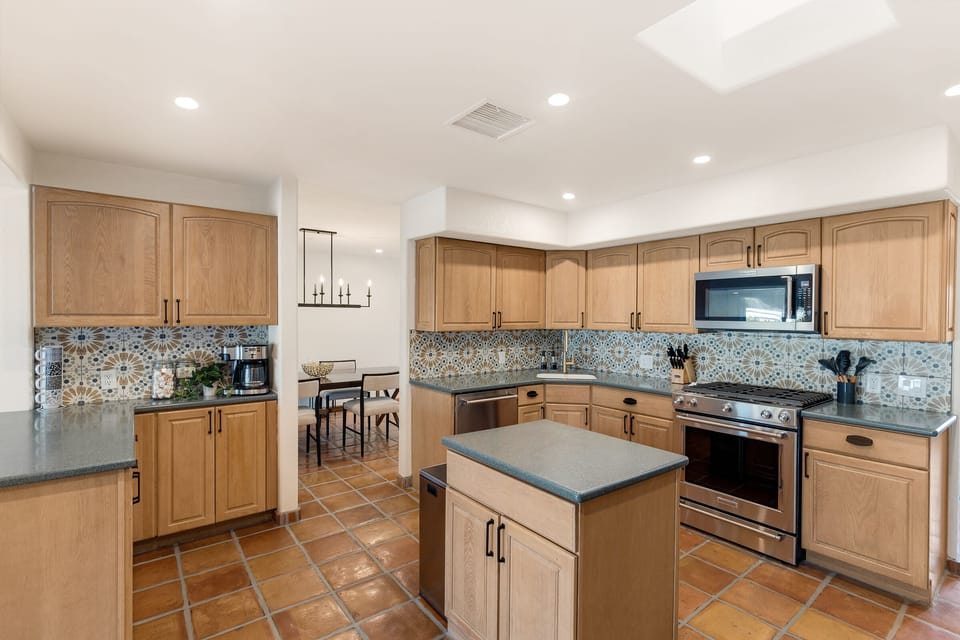 Kitchen island and more than enough room for a large group