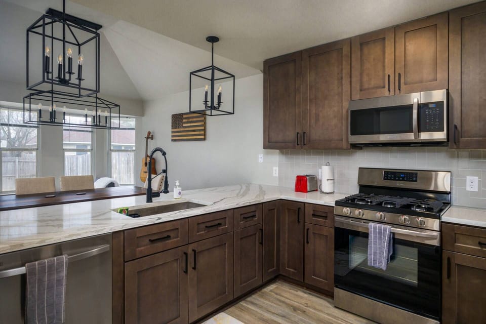 Gourmet kitchen with stainless steel appliances