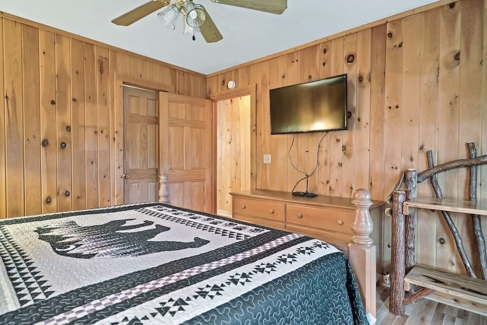 One of Knotty Nice's comfy bedrooms