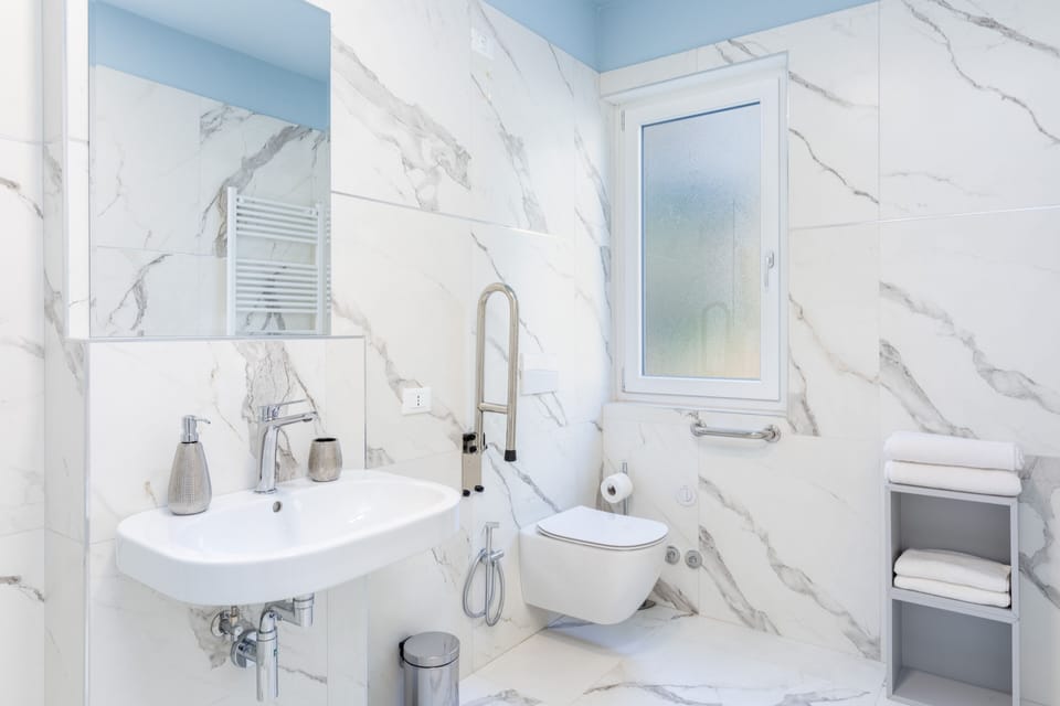 Hair dryer, bidet, towels