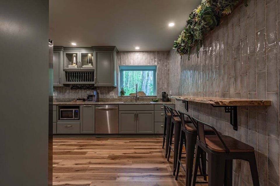 Enter the Kitchen with Raw Edge Wood Bar