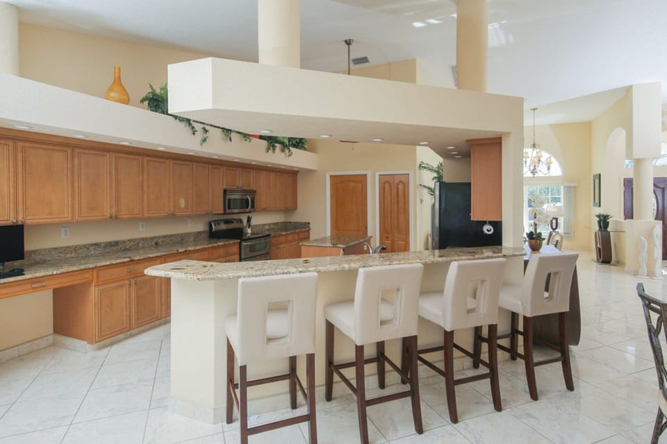 Seating at the bar for the kitchen