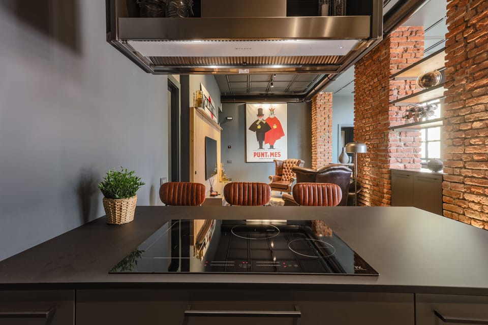 Deluxe Apartment | Private kitchen | Fridge, microwave, oven, stovetop