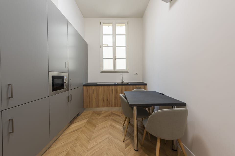 Deluxe Apartment | Private kitchen | Fridge, oven, stovetop, cookware/dishes/utensils