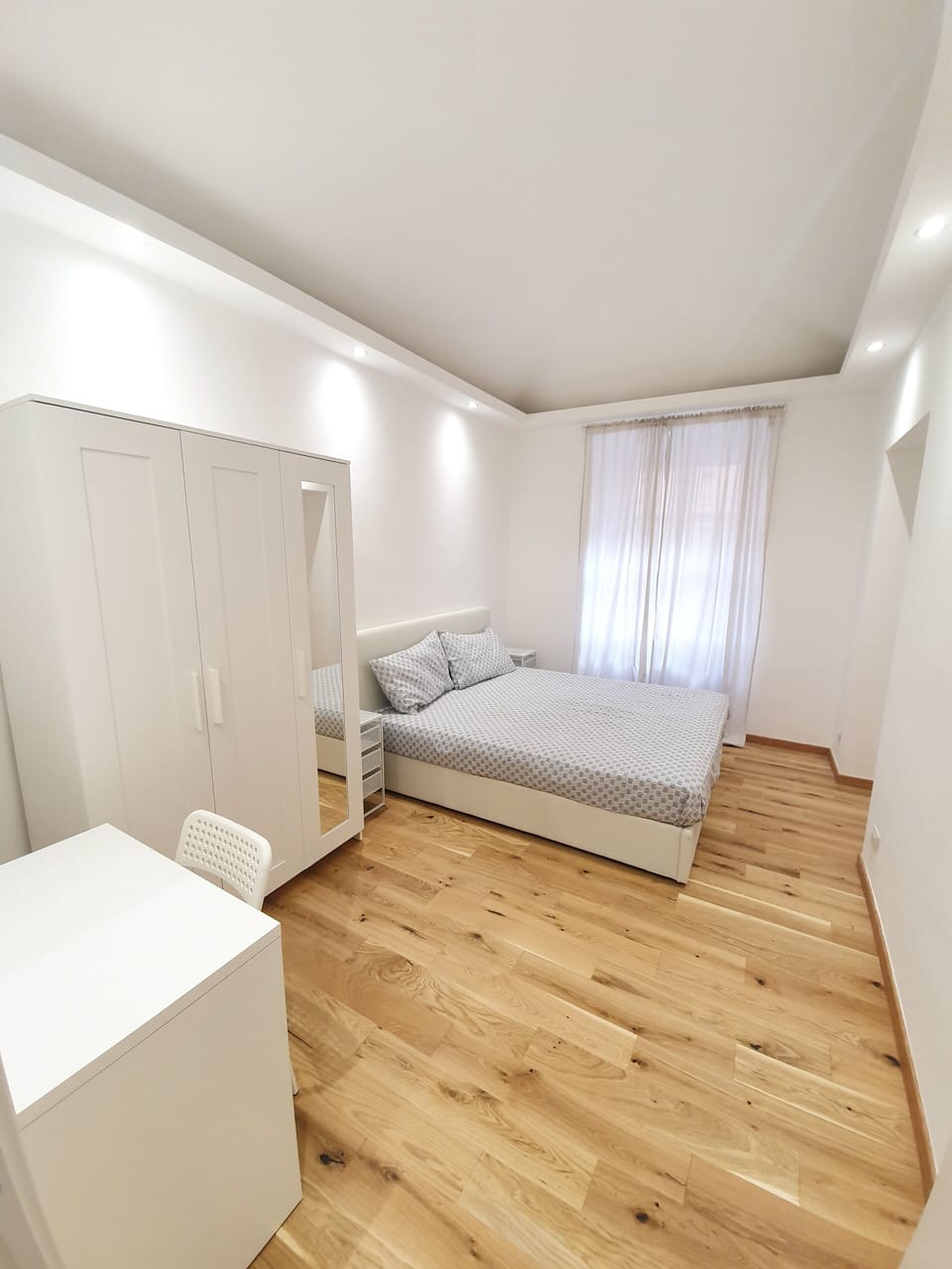 2 bedrooms, blackout drapes, iron/ironing board