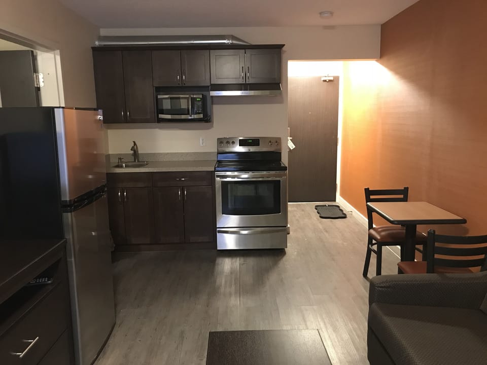 Mini-fridge, microwave