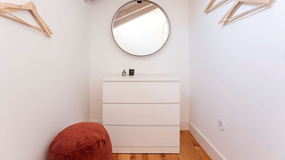 Compact changing room, right next to the bedroom, with lots of storage space and a little vanity to get ready #gorgeous #amazing