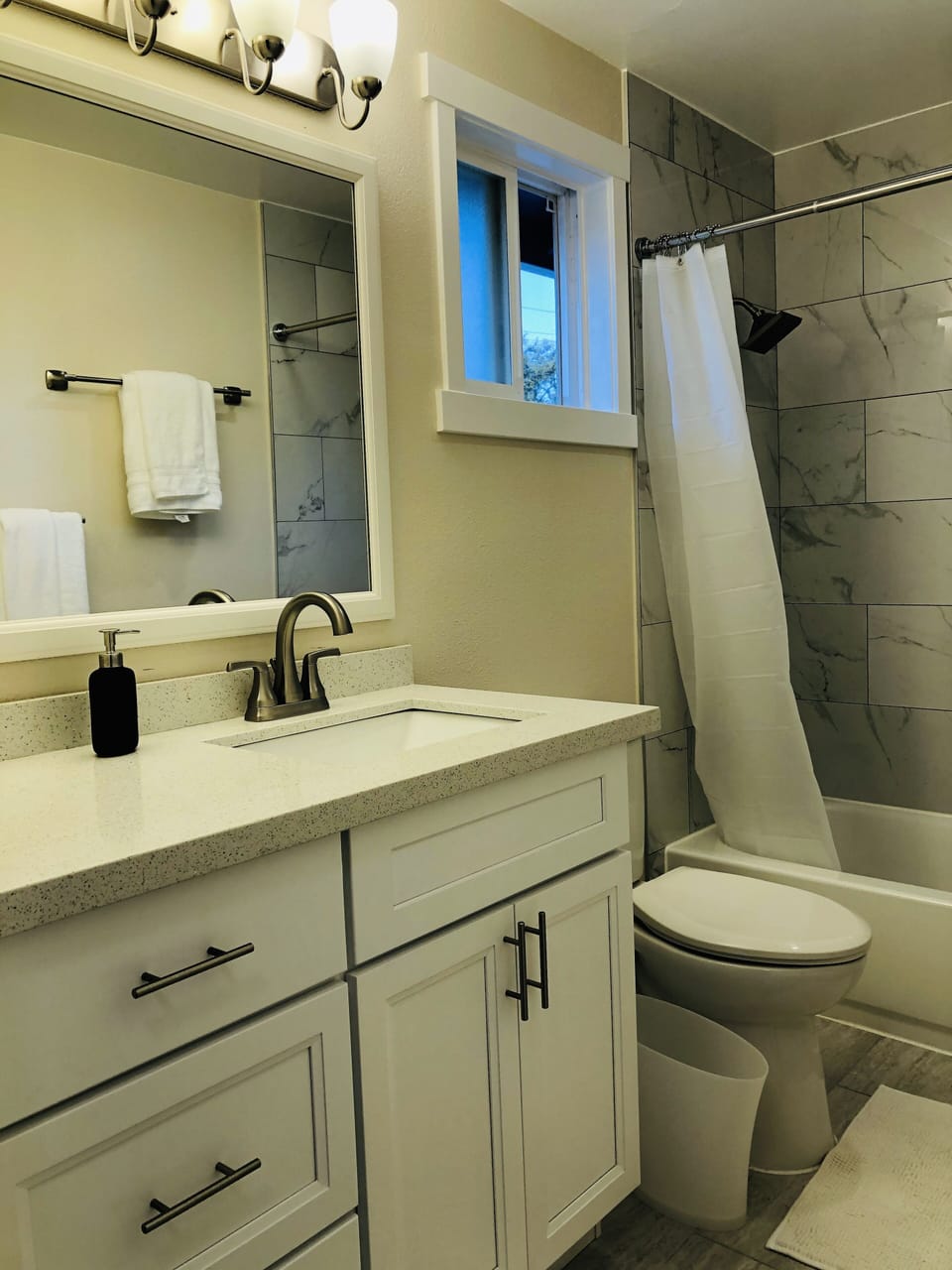 Closeup of the upstairs bathroom vanity.