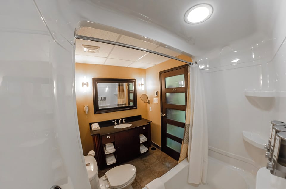 Deluxe Room, 1 King Bed (with elevator) | Bathroom | Designer toiletries, hair dryer, towels