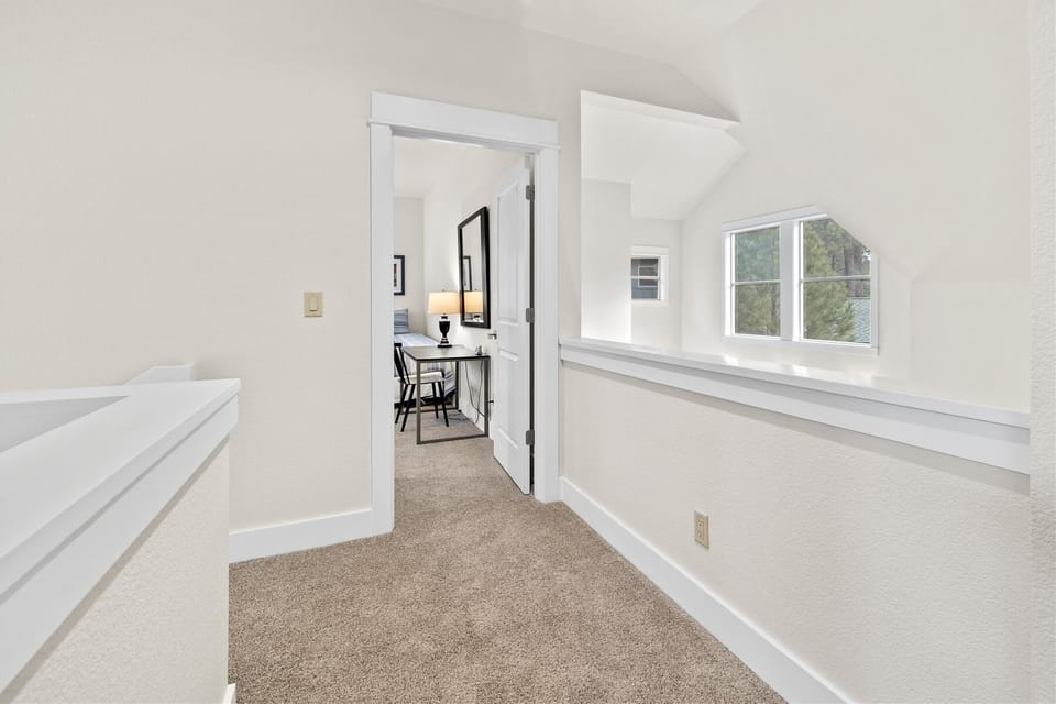 Hallway to queen room w work space, upper level