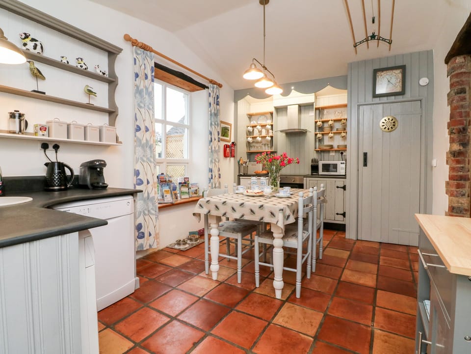 Fridge, dishwasher, electric kettle, toaster