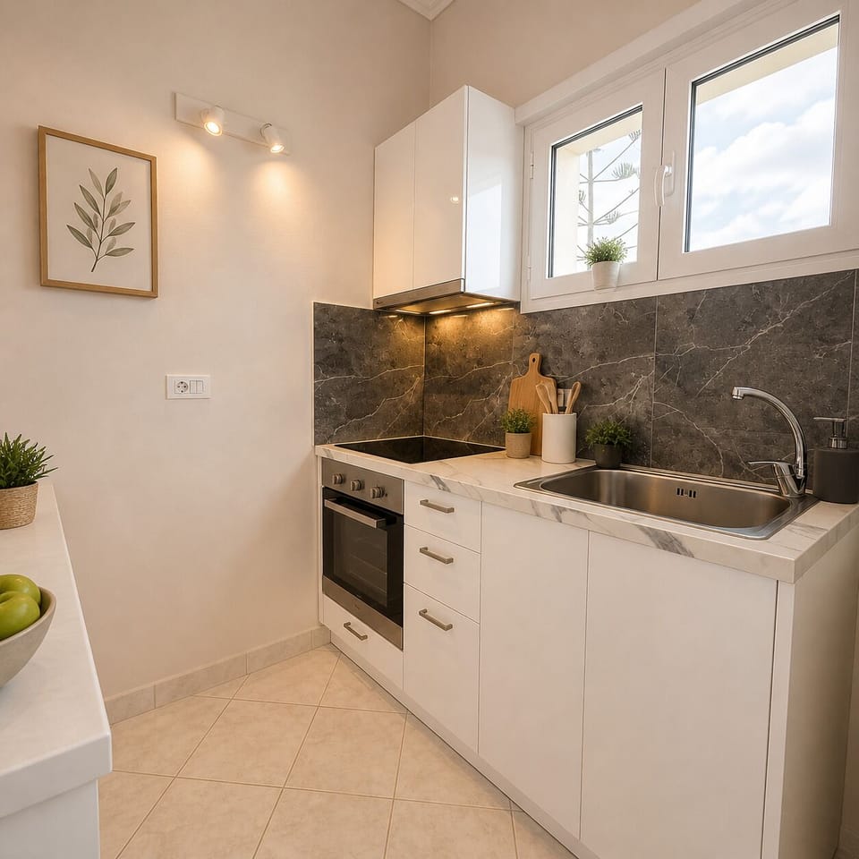 Apartment | Private kitchen | Fridge, electric kettle, cookware/dishes/utensils, cleaning supplies
