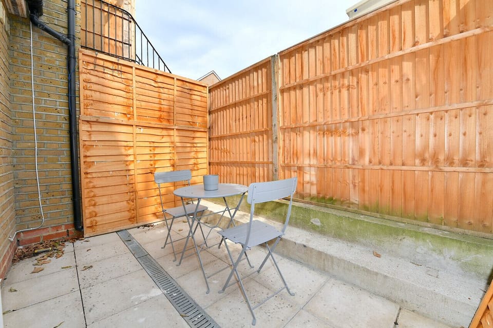 Private patio with seating