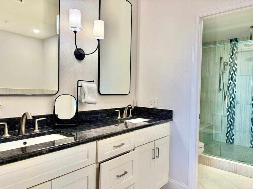 Master bathroom dual vanity
