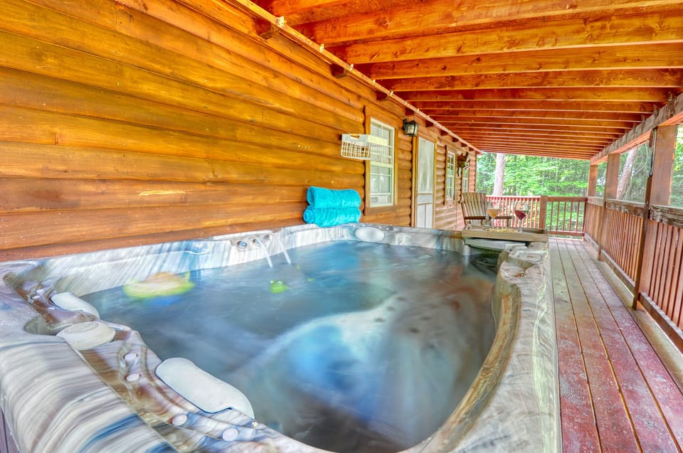 Hot tub on covered porch
