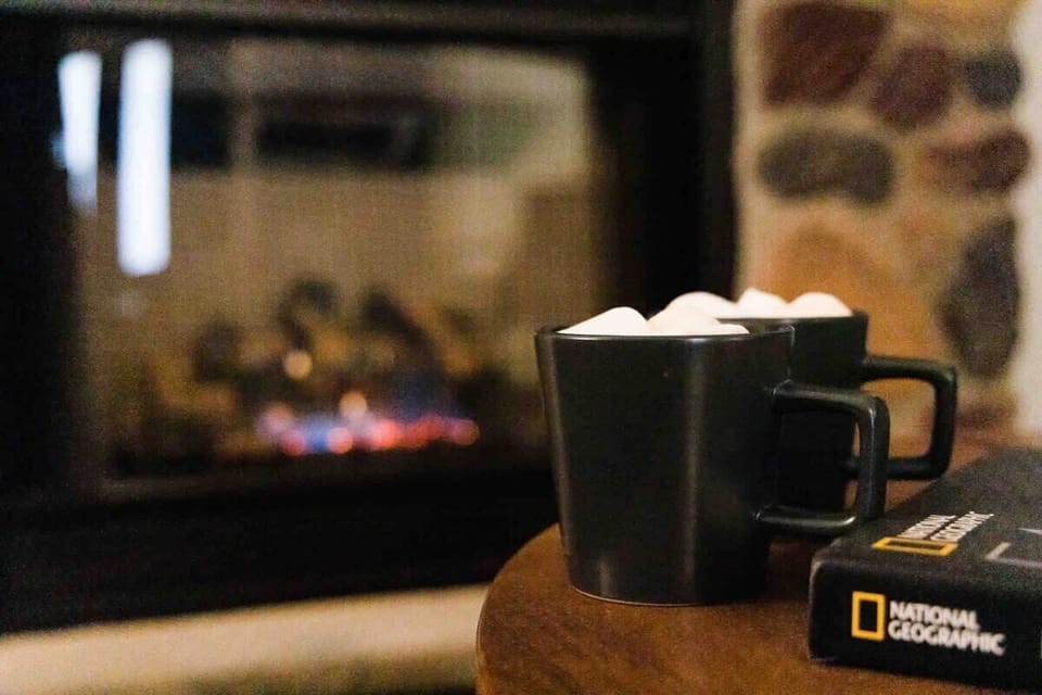 Hot cocoa and a fire? Nothing better.