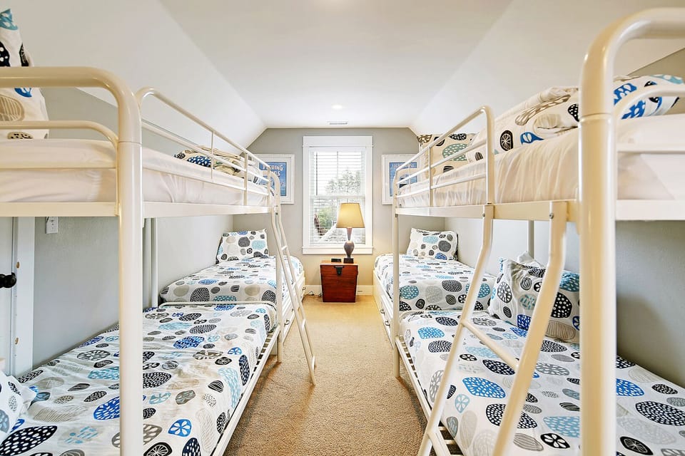The bunk beds just off the media room is a kids delight
