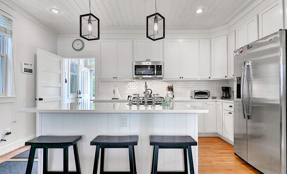Prepare a meal in the bright and airy kitchen